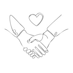Handdrawn holding hands one line illustration
