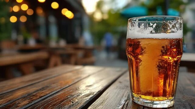 Glass of non-alcoholic beer with frot