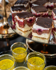 Photo of a delicate dessert made with “Ptichye Moloko” (Bird’s Milk) and topped with cherries. This elegant and creamy treat features a light, airy texture and rich flavor, beautifully presented as pa