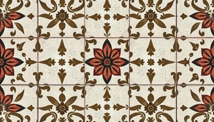 Vintage floral cement tile pattern, grunge gray, white, seamless texture, flowers, antique