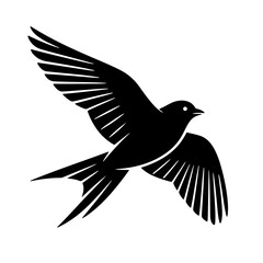 Black silhouette of a bird in flight, vector illustration