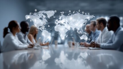Global Business Meeting: Diverse Team Connecting Worldwide for Successful Collaboration