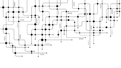 Futuristic Circuit Board Abstract Pattern in Black and White