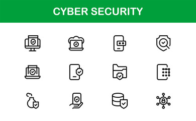 Cybersecurity Modern Line Icon Set. Protect digital assets with our premium collection: network security, data protection, privacy, and online safety essentials.
