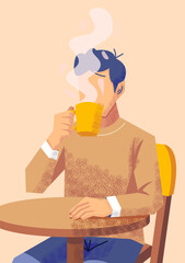 man drinking coffee
