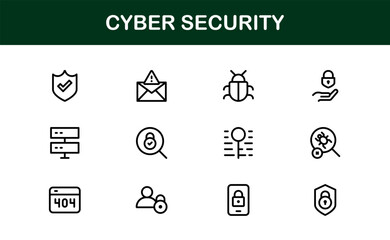 Cybersecurity Modern Line Icon Set. Protect digital assets with our premium collection: network security, data protection, privacy, and online safety essentials.