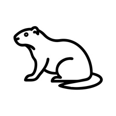 Stylized black outline icon of a groundhog sitting on a white background