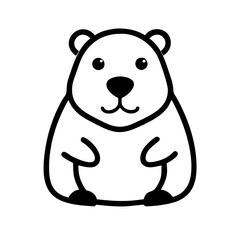 Cute cartoon polar bear illustration with simple black and white outline