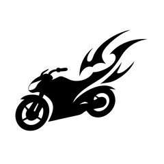 Fototapeta premium Black silhouette of a sport motorcycle with tribal flame accents