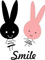 cute beautiful rabbit smile print background for kids fabric 