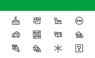 Moving Service Line Icon Pack. Minimal, unique collection showcasing professional moving, shipping, cargo, and transport symbols. Perfectly designed for versatile use.
