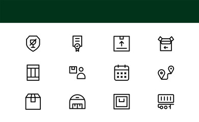 Moving Service Line Icon Pack. Minimal, unique collection showcasing professional moving, shipping, cargo, and transport symbols. Perfectly designed for versatile use.