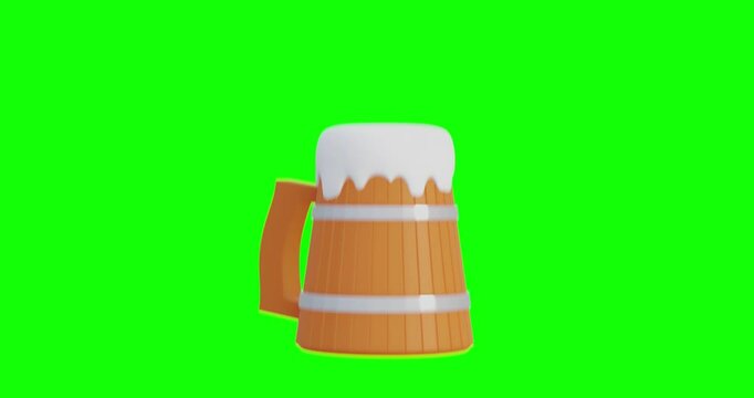 Mug of beer on monochrome background. 3d render video.
