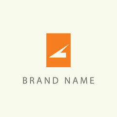 Orange Bolt or airplane flights company logo design vector template. Rectangle icon. Vecor illustration