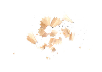 Pencil shavings isolated on white, top view