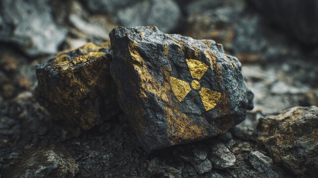 Uranium shown on a white background, a radioactive mineral used in making nuclear weapons. 