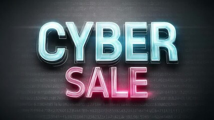 Dynamic cyber sale neon sign animation with futuristic digital background - Powered by Adobe