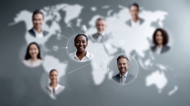 Global connection and collaboration: Diverse professionals communicating worldwide