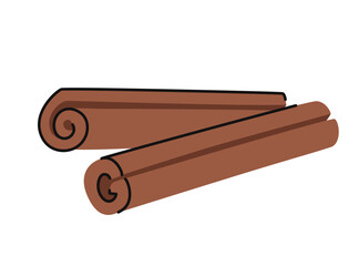 Cartoon cinnamon sticks. Vector flat illustration.
