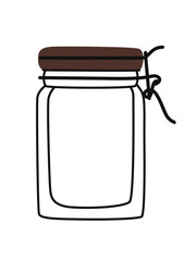 Cartoon empty jar for food storage. Vector flat illustration.