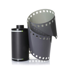 Roll of photographic film isolated on white