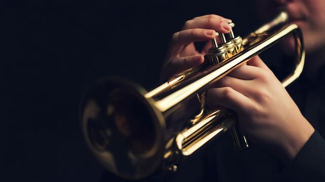 Person playing trumpet close-up