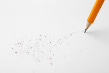 Graphite pencil drawing on paper sheet, closeup