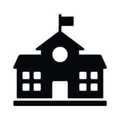 School Building Education Black Silhouette Icon