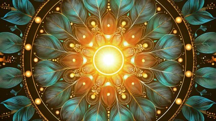 Radiant mandala kaleidoscope with vibrant floral and abstract patterns - Powered by Adobe