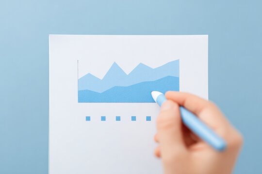 minimalist scene showing instructor pointing at financial graph on whiteboard