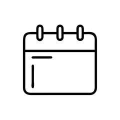 Black Calendar Icon Silhouette on White Background, Minimalist Date Symbol for Scheduling, Planning, and Organizer Apps, Vector Graphic for Web and Mobile UI