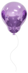 Realistic  purple balloon isolated on white background. Helium balloons clipart for anniversary, birthday, wedding, party. 3D png illustration.