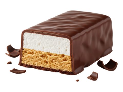 Delicious s'mores bar with chocolate marshmallow and graham cracker dessert treat photo on transparent background