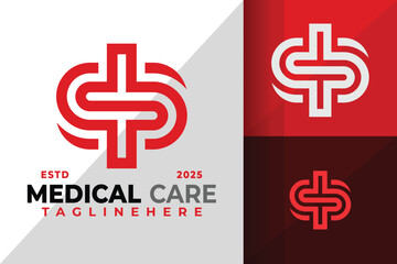 Initial Letter S Medical Care Logo Icon Vector Design Illustration