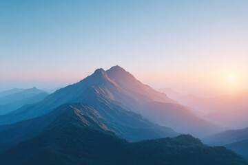 Obraz premium pristine sunrise bathes mountain range in golden hues under clear sky