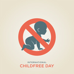 Beige Background Coral Text Typography Minimalist Graphic International Childfree Day Baby