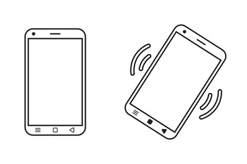 Smartphone and mobile phone icon set isolated on white background. Ringing or vibrating  smartphone icon button set. Contact us icon. Phone sign. Vector illustration.