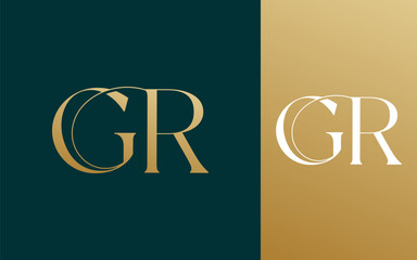 Initial letter GR RG logo design vector illustration for couple, wedding, and business