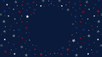 Modern patriotic USA red white & blue stars Celebration banner background border copy space for 4th of July, Veterans day, Presidents day, Memorial day, Labor day, Festive, Birthday, Party, Business