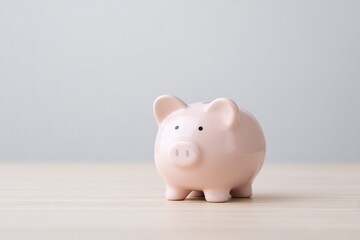 single pristine piggy bank in minimalist setting
