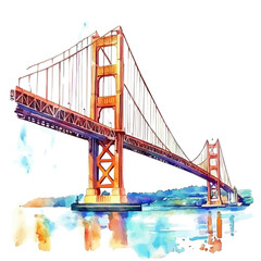 Bridges Connections, watercolor drawing vector, isolated on a white background.