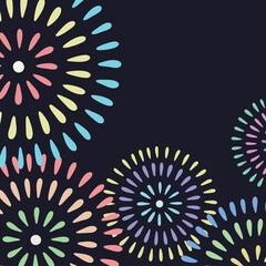 Vibrant Fireworks in Bottom-Left Corner, Providing Copy Space for Event Announcements or Festive Designs