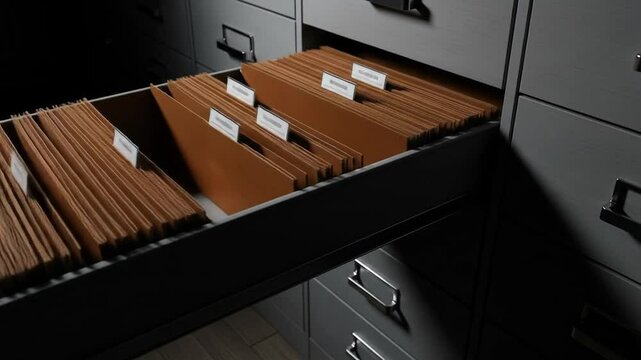 File Folders in Open Drawer of Filing Cabinet