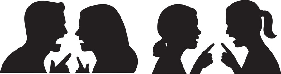 Silhouettes of Arguing Couple