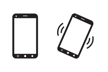 Ringing or vibrating  smartphone icon button set isolated on white background. Smartphone and mobile phone icon set. Contact us icon. Phone sign. Vector illustration.