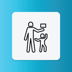 Icon of an adult guiding a child, representing usage instructions aimed at parents, especially for products unsuitable for children.