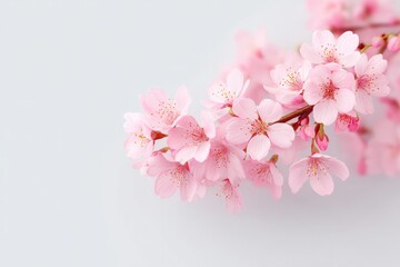 tranquil cherry blossom branch on white background evoking sense of korean spring