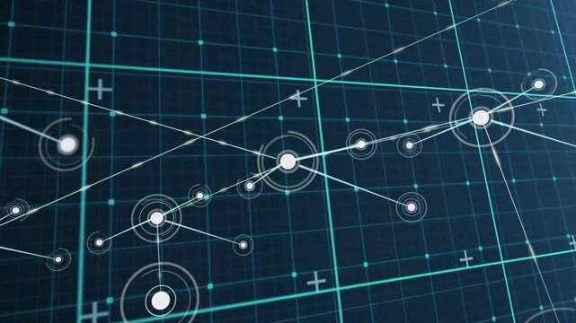 Node spawning new nodes then connecting into clusters while camera shifting to visualize network