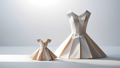 Elegant origami dresses in bright minimalist setting