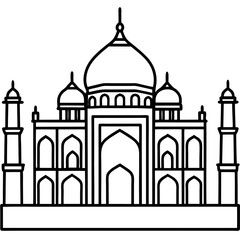 Taj Mahal line art vector